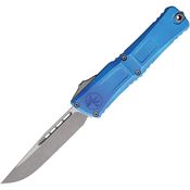 Microtech 114310MBL Auto Combat Troodon Gen III Apocalyptic OTF Knife Blue Marbled Aluminum Handles