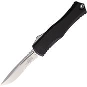 Microtech 170511 Auto Hera II Stonewash Part Serrated Recurve OTF Knife Black Handles