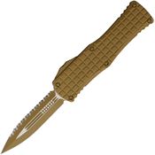 Microtech 7023FRCRAS Auto Hera Tan Double Edge Dagger OTF Knife Tan Frag Aluminum Handles