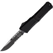 Microtech 11432T Auto Combat Troodon Gen III Two-Tone Part Serrated OTF Knife Black Aluminum Handles
