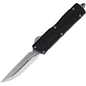 Microtech 118010 Auto Scarab II Gen III Stonewash Double Edge OTF Knife Black/Black Traction Handles