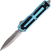Microtech 128011TQ Auto Scarab II Gen III Stonewash Part Serrated Double Edge Dagger OTF Knife Turquoise Handles