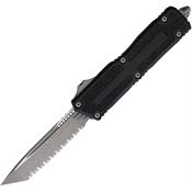 Microtech 127912AP Auto Scarab II Gen III Apocalyptic Serrated Tanto OTF Knife Black/Black Traction Handles