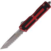 Microtech 127912APRD Auto Scarab II Gen III Apocalyptic Serrated Tanto OTF Knife Red/Black Traction Handles