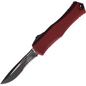 Microtech 17052MR Auto Hera II Two-Tone Part Serrated Recurve OTF Knife Merlot Handles