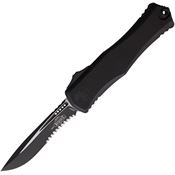 Microtech 17052T Auto Hera II Two-Tone Part Serrated Recurve OTF Knife Black Handles