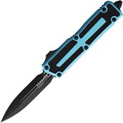 Microtech 12801TQ Auto Scarab II Gen III Two-Tone Double Edge Dagger OTF Knife Turquoise/Black Traction Handles