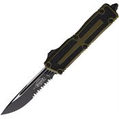 Microtech 12782OD Auto Scarab II Gen III Two-Tone Part Serrated Single Edge OTF Knife OD Green/Black Traction Handles