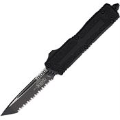 Microtech 12793T Auto Scarab II Gen III Two-Tone Serrated Tanto OTF Knife Black/Black Traction Handles