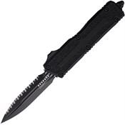 Microtech 12803T Auto Scarab II Gen III Two-Tone Serrated Double Edge Dagger OTF Knife Black/Black Traction Handles