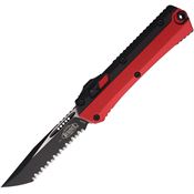 Microtech 1853RD Auto Glykon Two-Tone Serrated Tanto OTF Knife Red/Black Handles