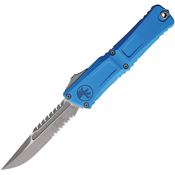 Microtech 121711APBLS Auto Combat Troodon Gen III Intercepto Apocalyptic Part Serrated OTF Knife Blue Aluminum Handles