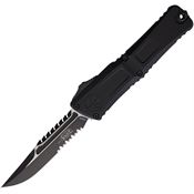 Microtech 12172TS Auto Combat Troodon Gen III Intercepto Two-Tone Part Serrated OTF Knife Black Aluminum Handles