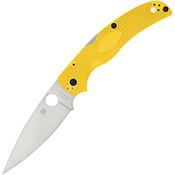 Spyderco 244PYL Native Chief Salt Satin MagnaCut Lockback Knife Yellow Handles