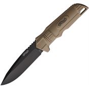 Walther 50894 Buk Black Drop Point Fixed Blade Knife Tan Handles