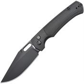 Artisan 1867PBBK Revel Black Clip Point Button Lock Knife Black FRN Handles