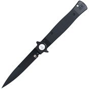 Cobratec STBLBKBK Stiletto Black Button Lock Knife Black G10 Handles