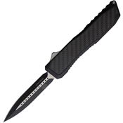 EOS 117 Auto Harpoon Two-Tone Double Edge Dagger OTF Knife Black/Carbon Fiber Handles