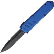 Guardian Tactical 94112 Auto Recon 035 G2 Black Part Serrated MagnaCut Spear Point OTF Knife Blue Handles