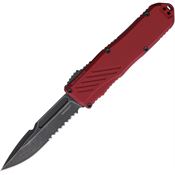 Guardian Tactical 94612 Auto Recon 035 G2 Black Stonewash Part Serrated MagnaCut Spear Point OFT Knife Red Handles