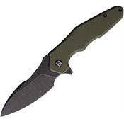 Hightron 05GRNBS Mini Ventura Black Stonewash D2 Carbon Steel Linerlock Knife Green G10 Handles