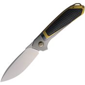 Karbon 122 Quickdraw Framelock Knife Gold Handles Leather Onlay