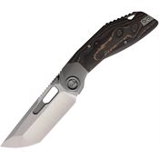 Ketuo 033 Yakuza Stonewash Tanto Framelock Knife Gray Handles