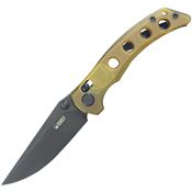 Kubey 172H Hound Black Stonewash CrossBar Lock Knife Ultem Handles