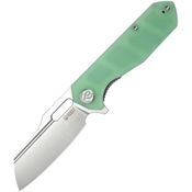 Kubey 328I Atlas Satin Linerlock Knife Jade G10 Handles