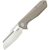 Kubey 328J Atlas Satin Linerlock Knife Tan G10 Handles