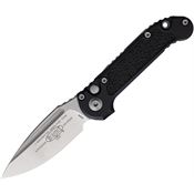 Microtech 113510 Auto Ludt Gen III Stonewash Button Lock Knife Black Aluminum/Black Traction Handles