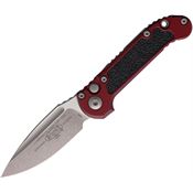 Microtech 113510APMR Auto Ludt Gen III Apocalyptic Button Lock Knife Merlot Aluminum/Black Traction Handles