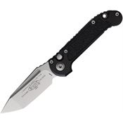 Microtech 113610 Auto Ludt Gen III Stonewash Tanto Button Lock Knife Black Aluminum/Black Traction Handles