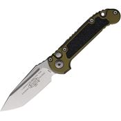 Microtech 113610OD Auto Ludt Gen III Stonewash Tanto Button Lock Knife OD Green Aluminum/Black Traction Handles