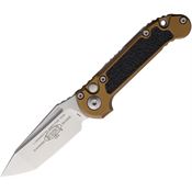 Microtech 113610TA Auto Ludt Gen III Stonewash Tanto Button Lock Knife Tan Aluminum/Black Traction Handles