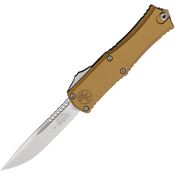 Microtech 1703M10TA Auto Hera II Mini Stonewash OTF Knife Tan Aluminum Handles