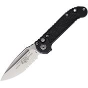 Microtech 113511 Auto Ludt Gen III Stonewash Part Serrated Button Lock Knife Black Aluminum/Black Traction Handles