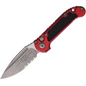 Microtech 113511APRD Auto Ludt Gen III Apocalyptic Part Serrated Button Lock Knife Red Aluminum/Black Traction Handles