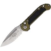 Microtech 113511OD Auto Ludt Gen III Stonewash Part Serrated Button Lock Knife OD Green Aluminum/Black Traction Handles