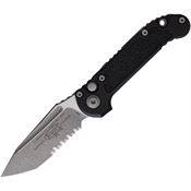 Microtech 113611AP Auto Ludt Gen III Apocalyptic Part Serrated Tanto Button Lock Knife Black Aluminum/Black Traction Handles