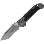 Microtech 113611APNC Auto Ludt Gen III Apocalyptic Part Serrated Tanto Button Lock Knife Gray Aluminum/Black Traction Handles