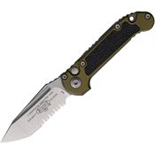 Microtech 113611OD Auto Ludt Gen III Stonewash Part Serrated Tanto Button Lock Knife OD Green Aluminum/Black Traction Handles