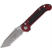 Microtech 113612APMR Auto Ludt Gen III Apocalyptic Serrated Tanto Button Lock Knife Merlot Aluminum/Black Traction Handles