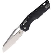 Microtech 21011FLGTBK MSI Stonewash Part Serrated Sheepsfoot Ram-Lok Knife Black Fluted G10 Handles
