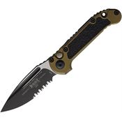 Microtech 11352OD Auto Ludt Gen III Two-Tone Part Serrated Button Lock Knife OD Green Aluminum/Black Traction Handles