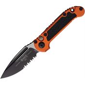Microtech 11352OR Auto Ludt Gen III Two-Tone Part Serrated Button Lock Knife Orange Aluminum/Black Traction Handles