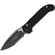 Microtech 11352T Auto Ludt Gen III Two-Tone Part Serrated Button Lock Knife Black Aluminum/Black Traction Handles