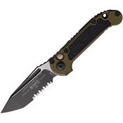 Microtech 11362OD Auto Ludt Gen III Two-Tone Part Serrated Tanto Button Lock Knife OD Green Aluminum/Black Traction Handles