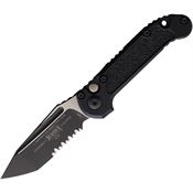 Microtech 11362T Auto Ludt Gen III Two-Tone Part Serrated Tanto Button Lock Knife Black Aluminum/Black Traction Handles
