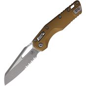 Microtech 21011APFLTA MSI Apocalyptic Part Serrated Sheepsfoot Ram-Lok Knife Tan Fluted Aluminum Handles